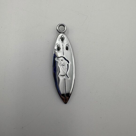 Paua Abalone Dolphin Pendant Blue Silver Toned - Picture 2 of 4